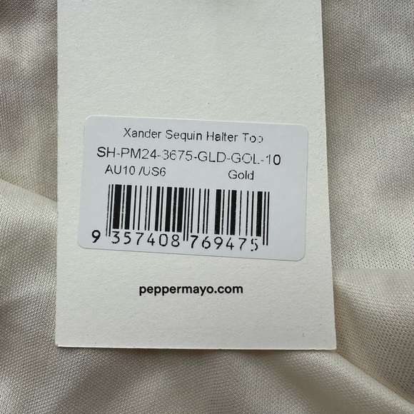 NWT Peppermayo Women’s Xander Sequin Halter Top - Gold, Size 6, Festival Fashion - Picture 6 of 8